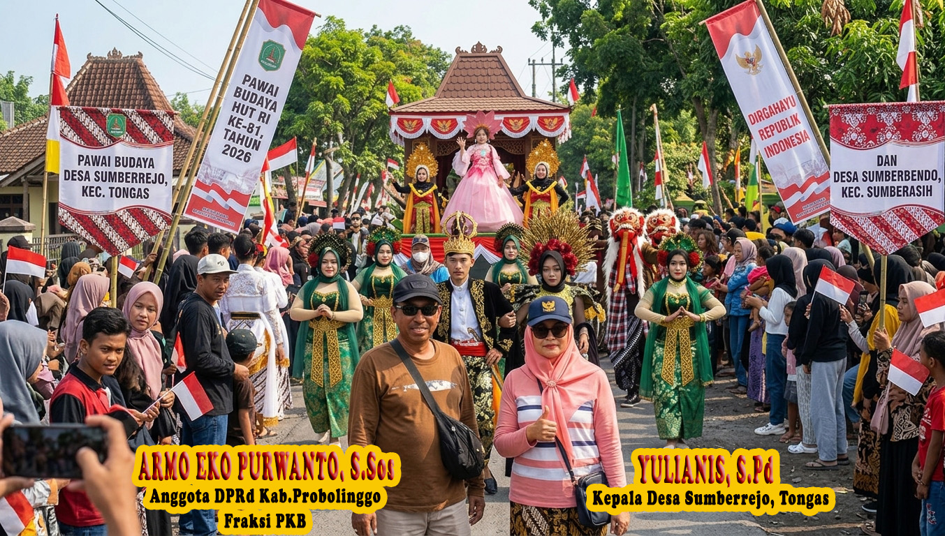 Kolaborasi Anggota DPRD Kab. Probolinggo dengan Dua Desa, Sukses Gelar Pawai Budaya Semarak HUT RI k